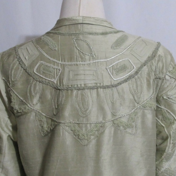 COLDWATER CREEK GREEN SILK JACKET & TOP MEDIUM - Picture 7 of 7